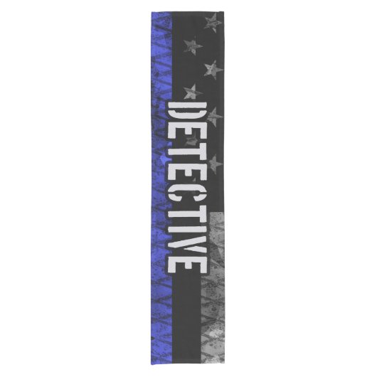 Rechercheur Thin Blue Line Distress Vlag Korte Tafelloper (Voorkant)