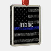 Rechercheur Thin Blue Line Distress Vlag Metalen Ornament (Rechts)