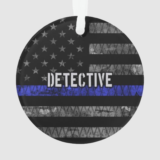 Rechercheur Thin Blue Line Distress Vlag Ornament (achterkant)