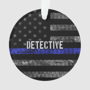 Rechercheur Thin Blue Line Distress Vlag Ornament