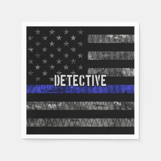 Rechercheur Thin Blue Line Distress Vlag Servet (Voorkant)