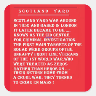 RECHERCHEURS POLITIE OVERVALLERS GESCHIEDENIS VIERKANTE STICKER