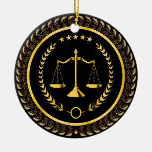 Recht, advocaat, schaal van rechtvaardigheid keramisch ornament