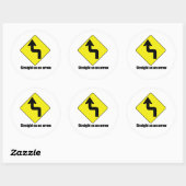 Recht als een pijl ronde sticker (Vel)