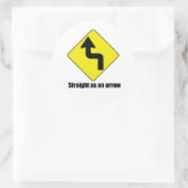 Recht als een pijl ronde sticker (Tas)