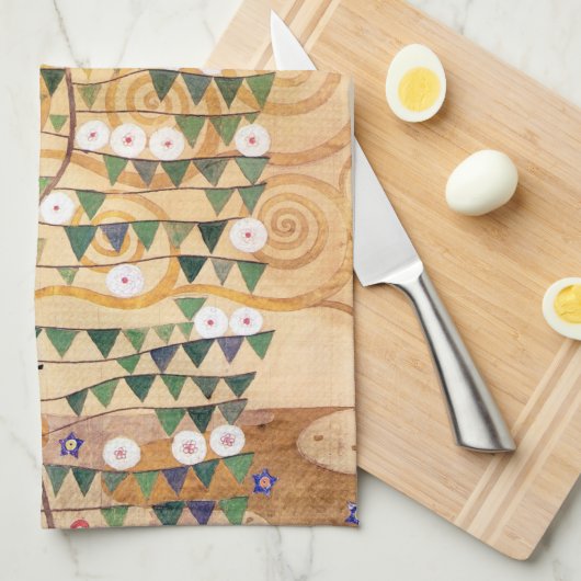 Recht deel van de Levensboom van Gustav Klimt Theedoek (Quarter Fold)