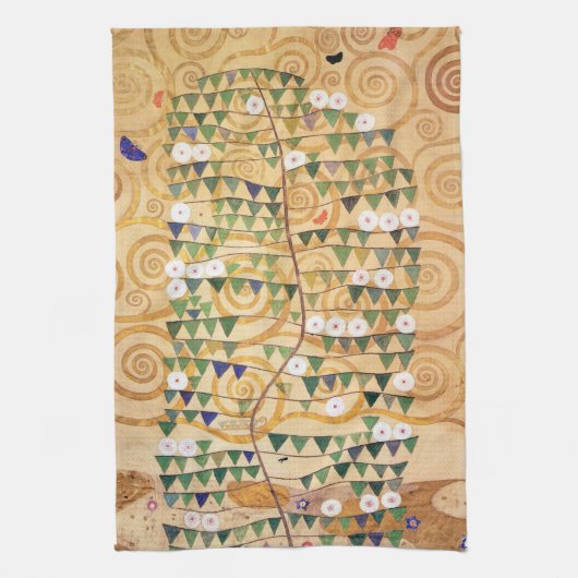 Recht deel van de Levensboom van Gustav Klimt Theedoek (Verticaal)