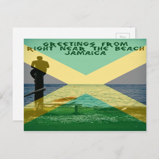 Recht dichtbij het Strand Jamaïca Briefkaart (Voorkant / Achterkant)