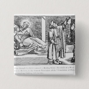 Recht door de Intercessie van een Healing Vierkante Button 5,1 Cm