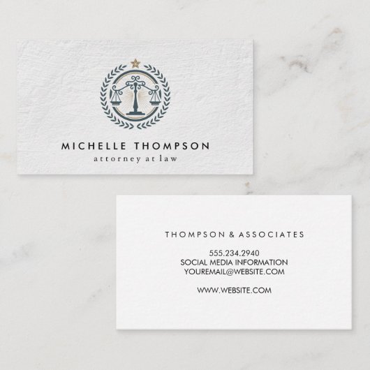 Recht en Logo van Justitie Visitekaartje (Voorkant / Achterkant)