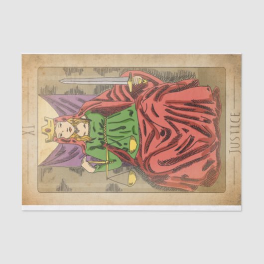 Recht grote arcana tarotkaartschalen in nood tissuepapier (Voorkant)