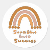 Recht in succes inspirerend boho regenboog ronde sticker (Voorkant)
