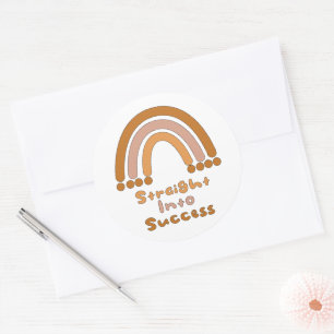 Recht in succes inspirerend boho regenboog ronde sticker