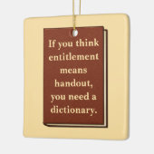 Recht is geen aalmoes keramisch ornament (Links)