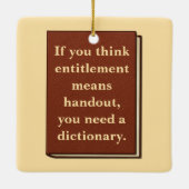 Recht is geen aalmoes keramisch ornament (Achterkant)