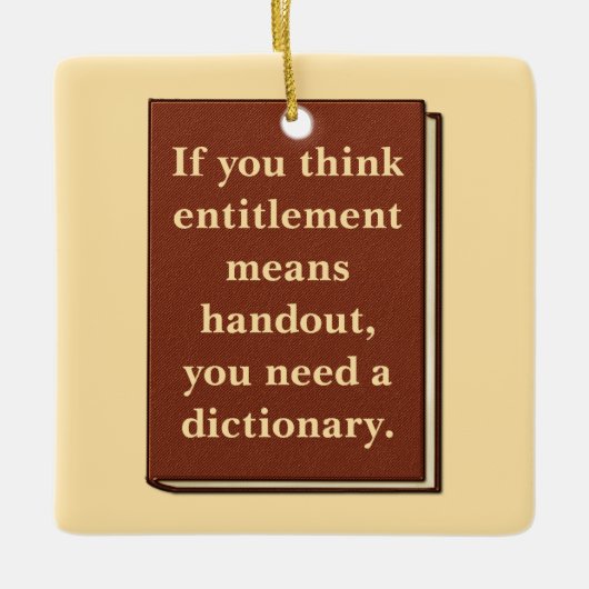 Recht is geen aalmoes keramisch ornament (Voorkant)