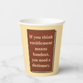 Recht is geen aalmoes papieren bekers (Achterkant)