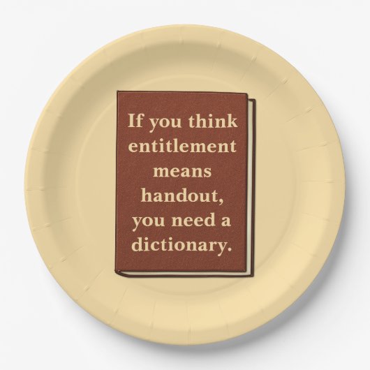 Recht is geen aalmoes papieren bordje (Voorkant)