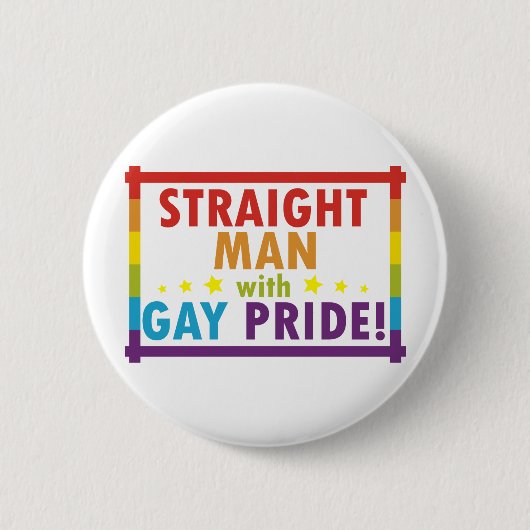 Recht Man met Gay Pride Ronde Button 5,7 Cm (Voorkant)