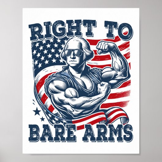 Recht op blote armen Grappig 4 juli Patriottisch w Poster (Voorkant)