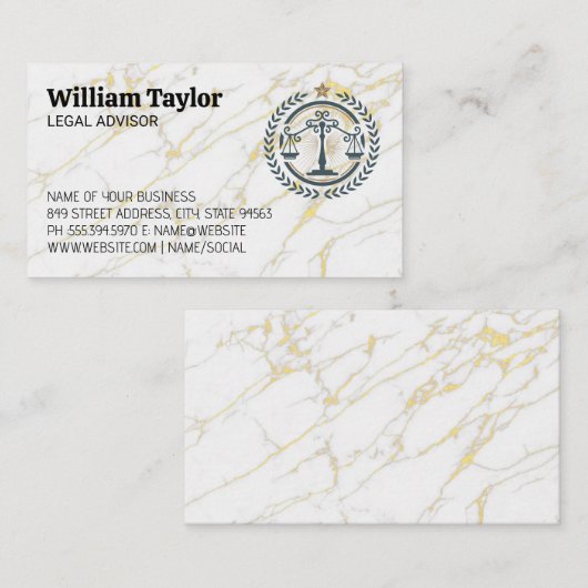 Recht op recht Logo | Goudmarmer Visitekaartje (Voorkant / Achterkant)