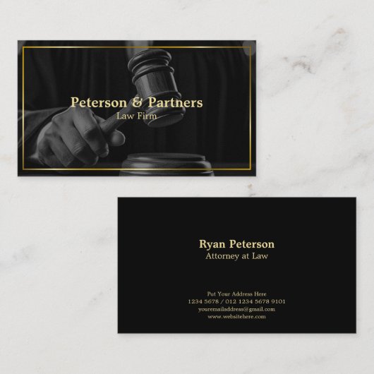 Recht & Rechtvaardigheid | BW Judge's Gavel Gold B Visitekaartje (Voorkant / Achterkant)