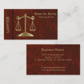 Recht | Schalen van het recht |  | Advocaat Visitekaartje (Voorkant / Achterkant)