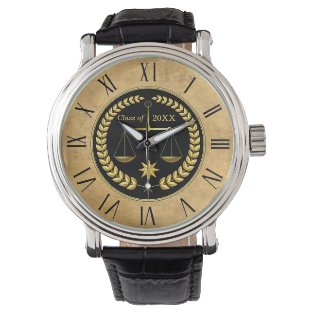  Recht School Afstuderen Gifts Mannen Horloge (Voorkant)