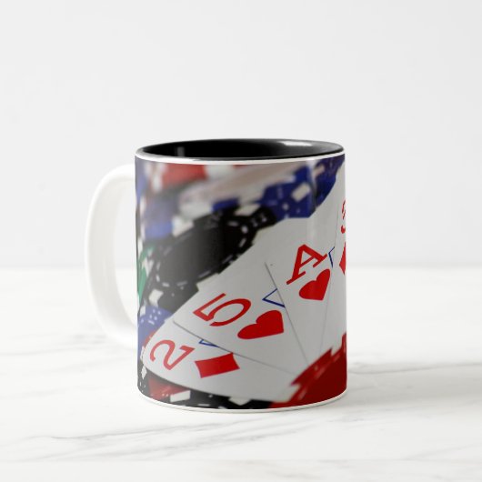 recht tweekleurige koffiemok (Voorkant links)