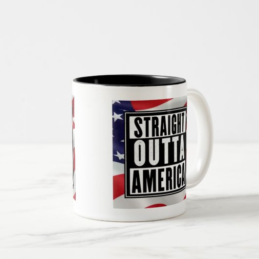 "Recht uit Amerika" Tweekleurige Koffiemok (Voorkant rechts)