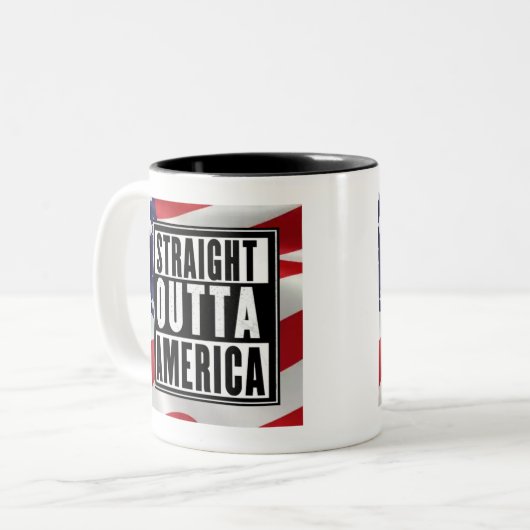 "Recht uit Amerika" Tweekleurige Koffiemok (Voorkant links)