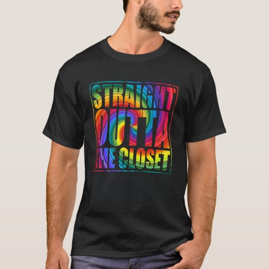 Recht uit de kast Rainbow LGBTQ Gay Pride T-shirt (Voorkant)