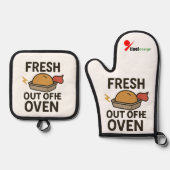 "Recht Uit De Oven" Ovenwant & Pannenlap Set (Voorkant)