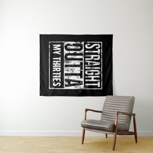 Recht uit mijn dertiger 40ste verjaardagsfeest wandkleed (In Situ (horizontaal))