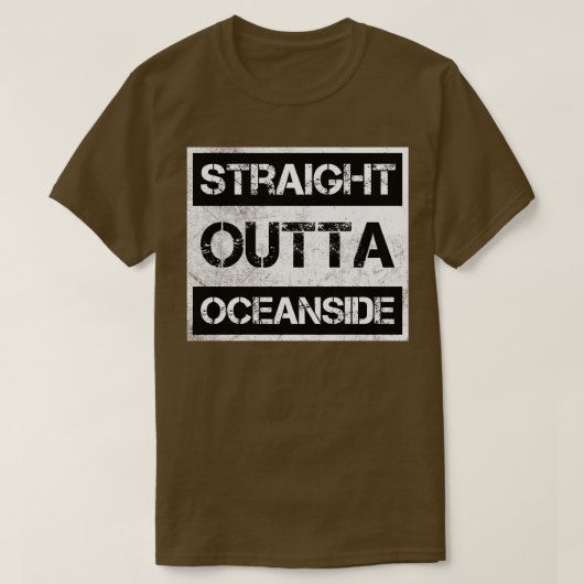 Recht uit Oceanside California Distre T-shirt (Design voorkant)