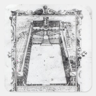 Rechtbank Belvedere bij het Vaticaan Rome, 1581 Vierkante Sticker