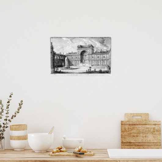 Rechtbank Belvedere in Vaticaan Rome Poster (Keuken)