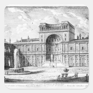 Rechtbank Belvedere in Vaticaan Rome Vierkante Sticker