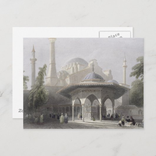 Rechtbank en fontein van de Sofia, Istanbul, engra Briefkaart (Voorkant / Achterkant)