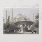 Rechtbank en fontein van de Sofia, Istanbul, engra Briefkaart (Voorkant)