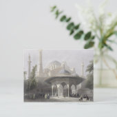 Rechtbank en fontein van de Sofia, Istanbul, engra Briefkaart (Staand voorkant)