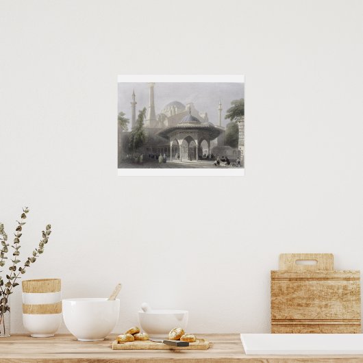 Rechtbank en fontein van de Sofia, Istanbul, engra Poster (Keuken)