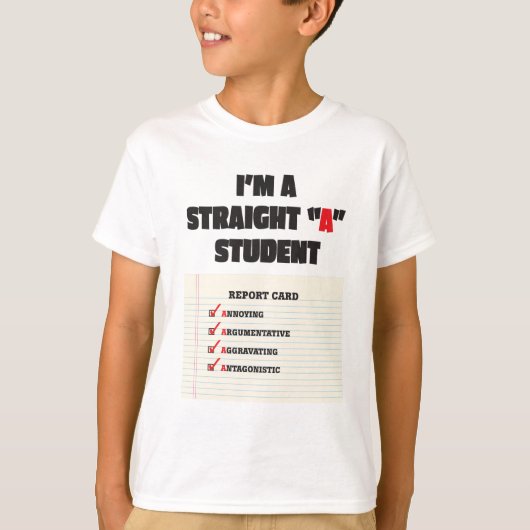 Rechte A-student T-shirt (Voorkant)