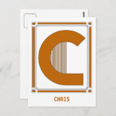 Rechte lijnen art deco met monogram, letter C Briefkaart (Voorkant / Achterkant)