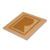 Rechte lijnen art deco met monogram, letter R Tegeltje (Zijkant)