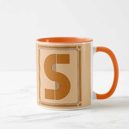 Rechte lijnen art deco met monogram, letter S Mok (Rechts)