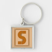 Rechte lijnen art deco met monogram, letter S Sleutelhanger (Voorkant)