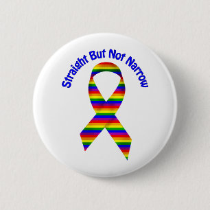 Rechte maar niet Narrow Gay Pride T - shirts, gesc Ronde Button 5,7 Cm