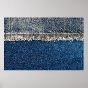 Rechte naad met oranje draad op gebleekte hol poster