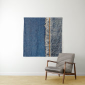 Rechte naad met oranje draad op gebleekte hol wandkleed (In Situ (horizontaal))